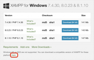 XAMPP download page